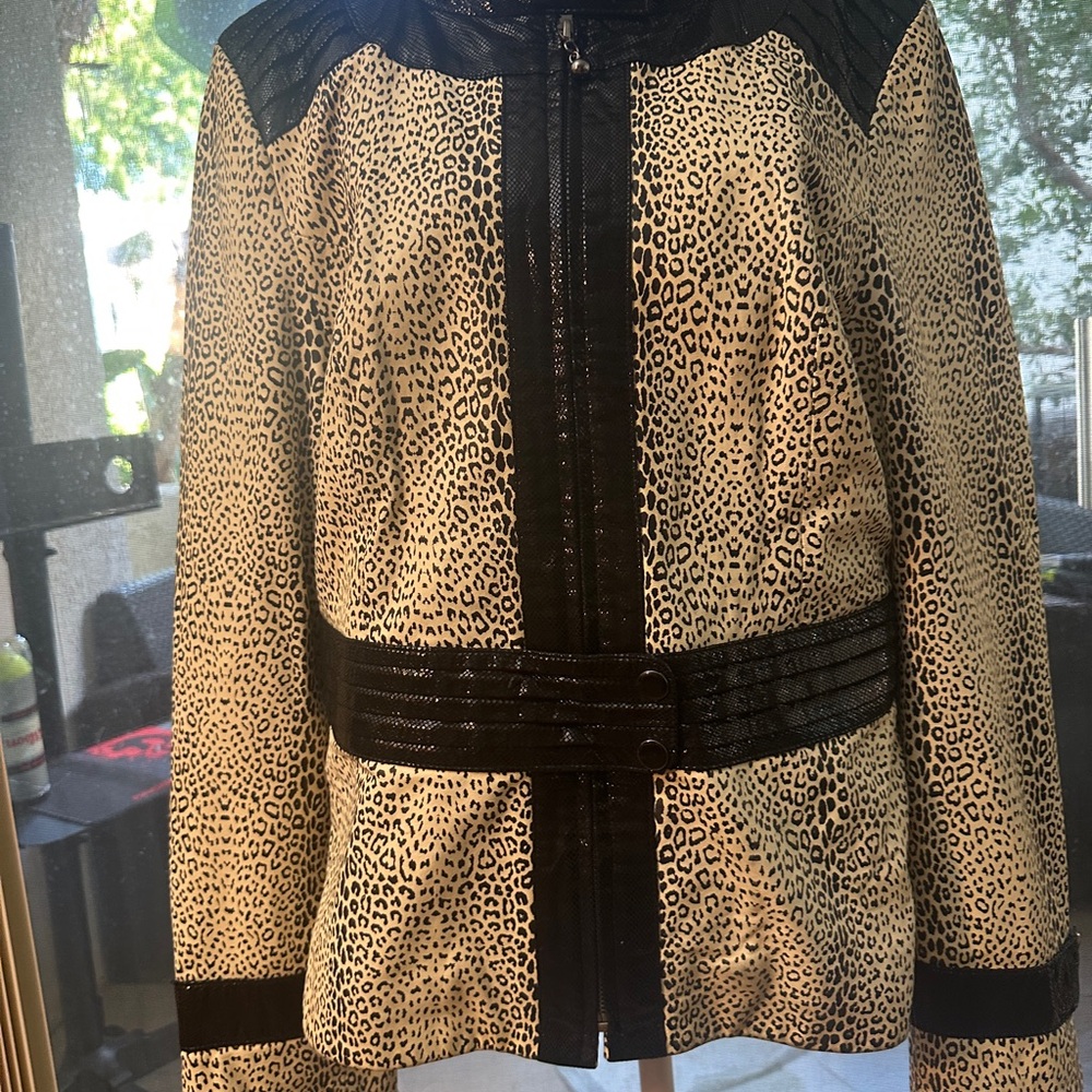 Leopard Print Jacket with Black Accents